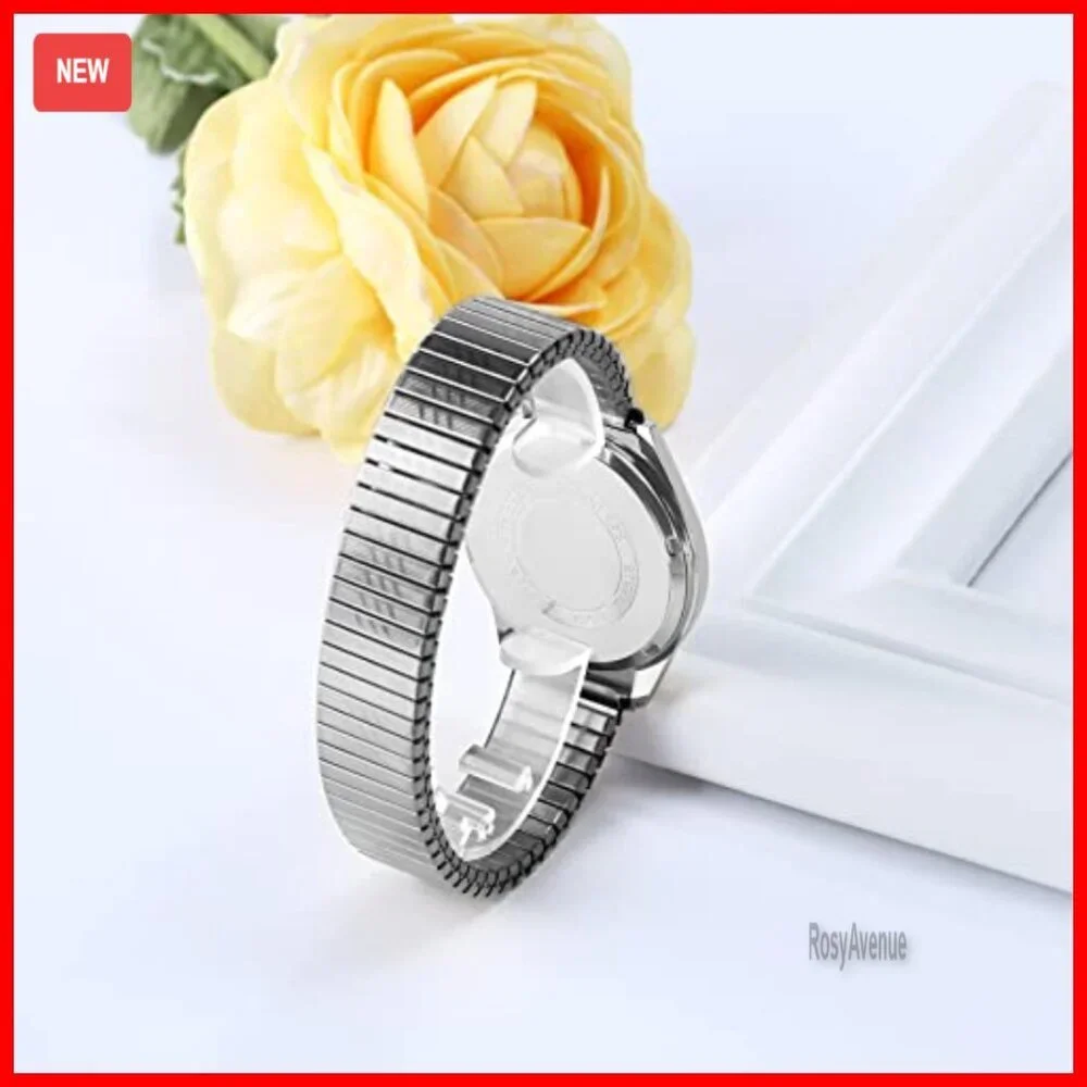 Men's Gold/Silver Tone Quartz Watch with Elastic Band Easy Reader Dial